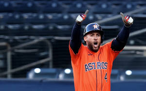 George Springer Playing For Houston Astros Wallpaper