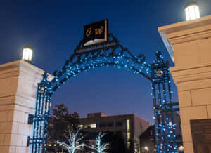 George Washington University Gate With Lights Wallpaper