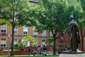 George Washington University Statue Surrounded By Trees Wallpaper