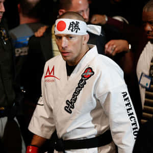 Georges St-pierre Wearing White Kimono Wallpaper