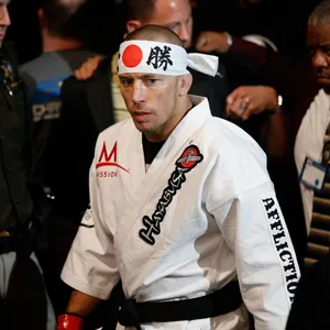 Georges St-pierre Wearing White Kimono Wallpaper