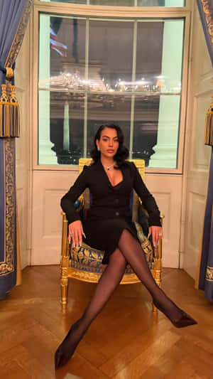 Georgina Rodríguez Elegant Black Dress Wallpaper