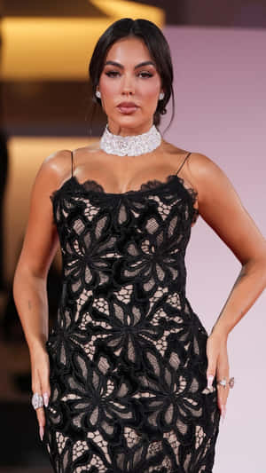 Georgina Rodríguez Elegant Black Dress Wallpaper