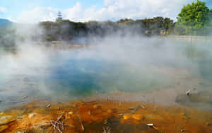 Geothermal Hot Spring Steam Wallpaper