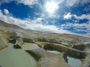 Geothermal Landscape Sunny Day Wallpaper