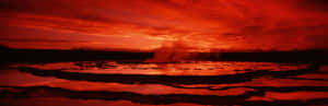 Geothermal Sunset Over Hot Springs Wallpaper