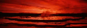 Geothermal Sunset Over Hot Springs Wallpaper