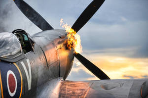 German Ww2 Fighters On Fire Wallpaper