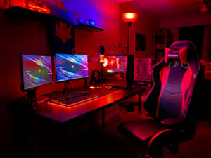 Get Ahead Of The Game With This Ultimate Gaming Pc Setup Wallpaper