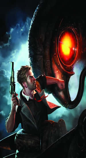 Get Lost In A Thrilling Digital Dystopia With 4k Bioshock On Your Iphone. Wallpaper