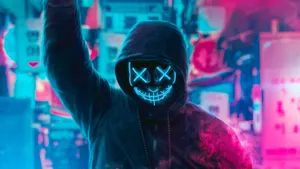 Get Noticed With This Stylish Neon Mask Wallpaper