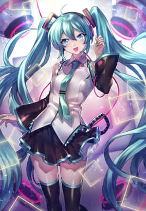 Get Ready To Dive Into The Vocaloid World With One Of Hatsune Miku's Signature Phones Wallpaper