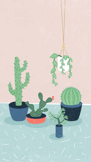 Get The Perfect Look For Your Iphone With This Cactus-themed Wallpaper. Wallpaper