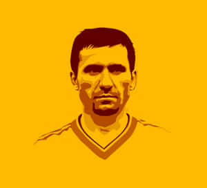 Gheorghe Hagi Monochrome Portrait Drawing Wallpaper