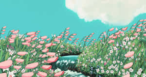 Ghibli Inspired Floral Meadow Wallpaper