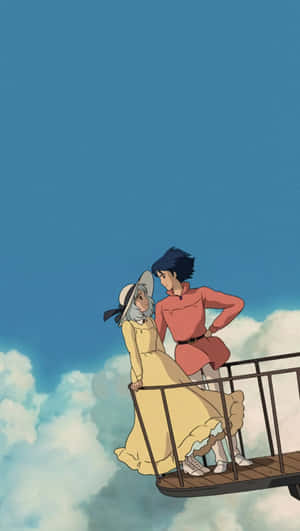 Ghibli Sky Gazing Characters Wallpaper