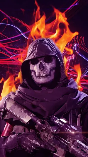 Ghost M W2 Flaming Backdrop Wallpaper