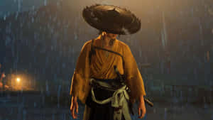 Ghost Of Yotei Character In Rain Wallpaper