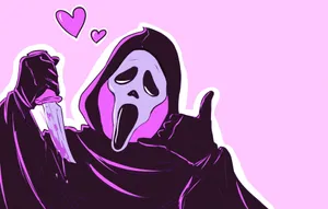 Ghostface Love Gesture Pink Background Wallpaper
