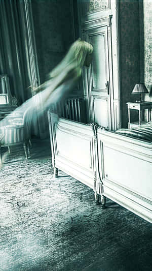 Ghostly Figure Leaving Room Wallpaper