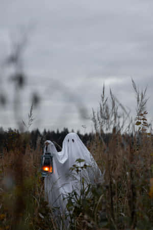 Ghostly Figurein Autumn Field.jpg Wallpaper