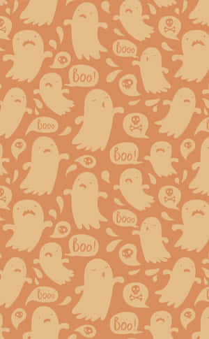 Ghosts On An Orange Background Wallpaper