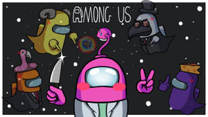 Ghosts With Pink Among Us Imposter Wallpaper