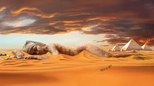 Giant Cleopatra In The Desert Wallpaper
