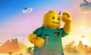 Giant Lego Figure Fantasy Landscape Wallpaper