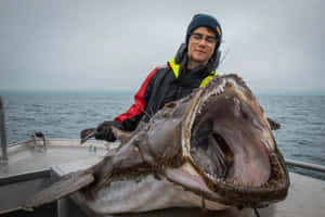 Giant Monkfish Catchwith Fisherman Wallpaper