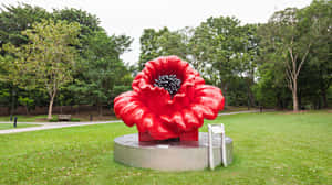 Giant_ Red_ Flower_ Sculpture_ Singapore_ Botanic_ Gardens Wallpaper