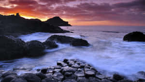 Giant's Causeway Cloudy Sky Wallpaper