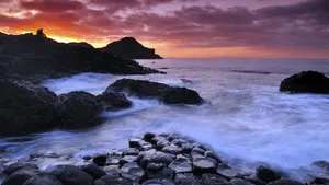 Giant's Causeway Cloudy Sky Wallpaper