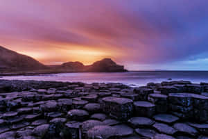 Giant's Causeway Orange Blue Sky Wallpaper