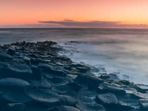 Giant's Causeway Orange Sky Wallpaper