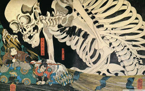 Giant Skeleton Japanese Art Wallpaper