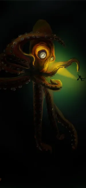 Giant Squid Encounter Wallpaper