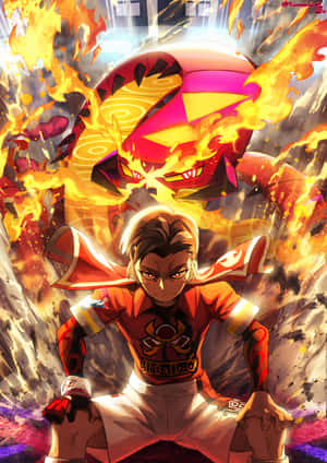 Gigantamax Centiskorch And Kabu Wallpaper