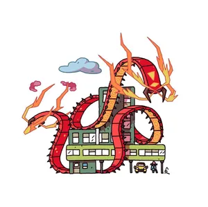 Gigantamax Centiskorch On Building Wallpaper