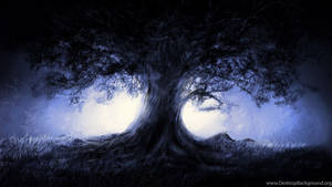 Gigantic Tree In Gloomy World Wallpaper