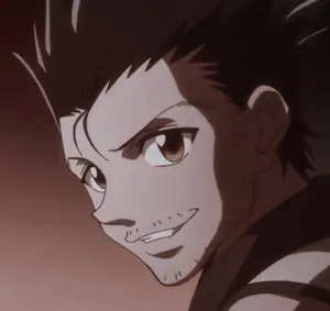 Ging Freecss Smirking In Front Of A Green Background Wallpaper