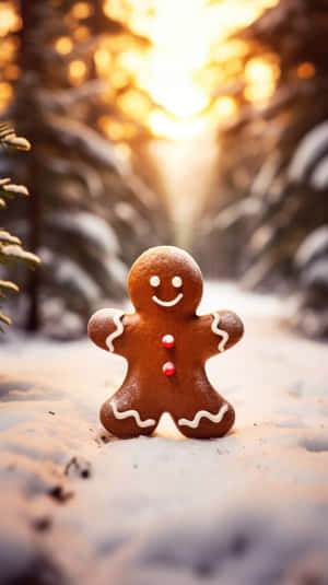 Gingerbread Man Winter Wonderland Wallpaper