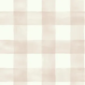 Gingham Pink White Pattern Wallpaper