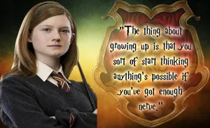 Ginny Weasley Striking A Pose In Her Gryffindor Uniform Wallpaper