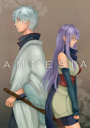 Gintama Characters Ayameand Gintoki Standing Backto Back Wallpaper