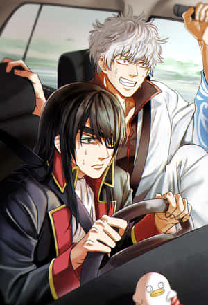 Gintama Katsuraand Gintoki Car Ride Wallpaper