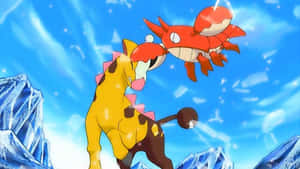 Girafarig Attacked By Corphish Wallpaper