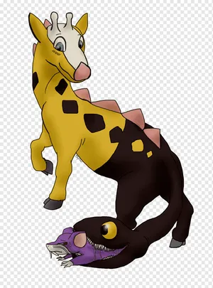 Girafarig Attacking Rattata Wallpaper