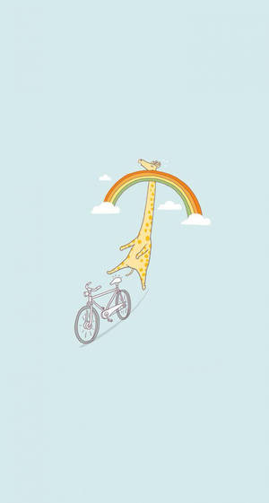 Giraffe Rainbow Collision Funny Phone Wallpaper