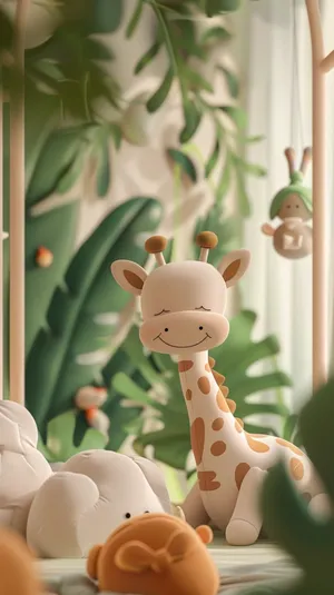 Giraffeand Friends Nursery Decor Wallpaper